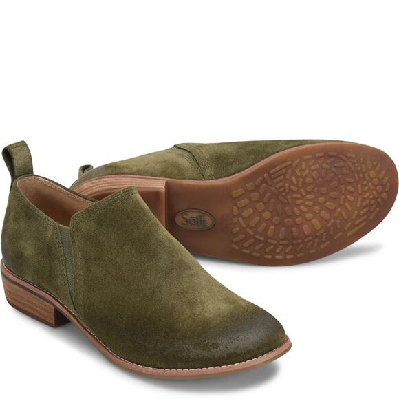 NEW Sofft Women's Naisbury Leather Slip On Shootie Round Toe Size 11M Dark Green - Picture 2 of 10